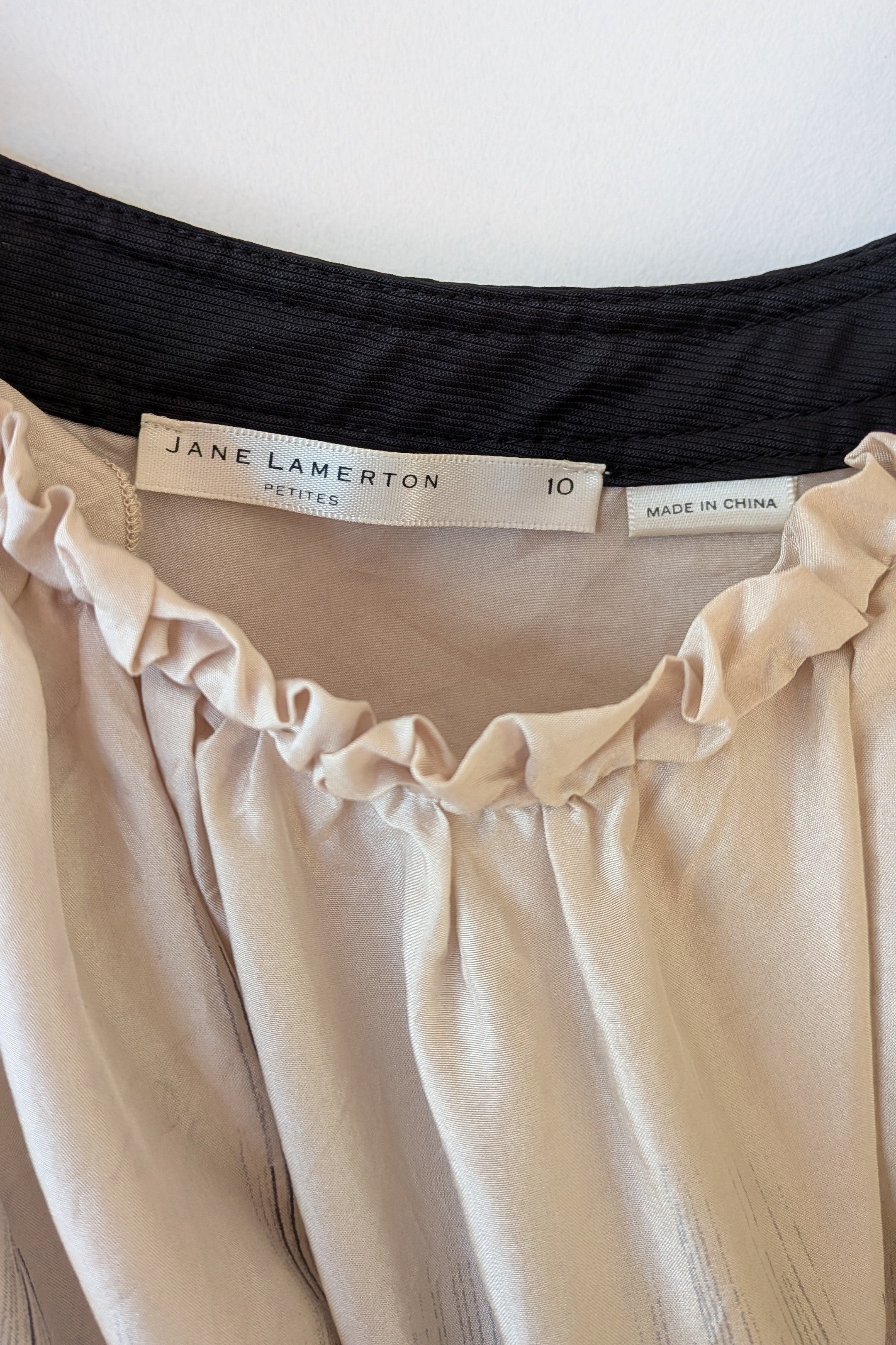 Jane Lamerton Petites Silk Abstract Monochrome Top Size 10