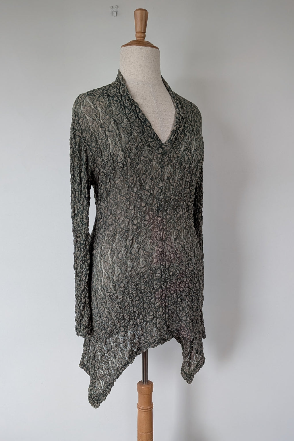 Vintage Y2K Envy Me Green Bouclé Weave Tunic One Size