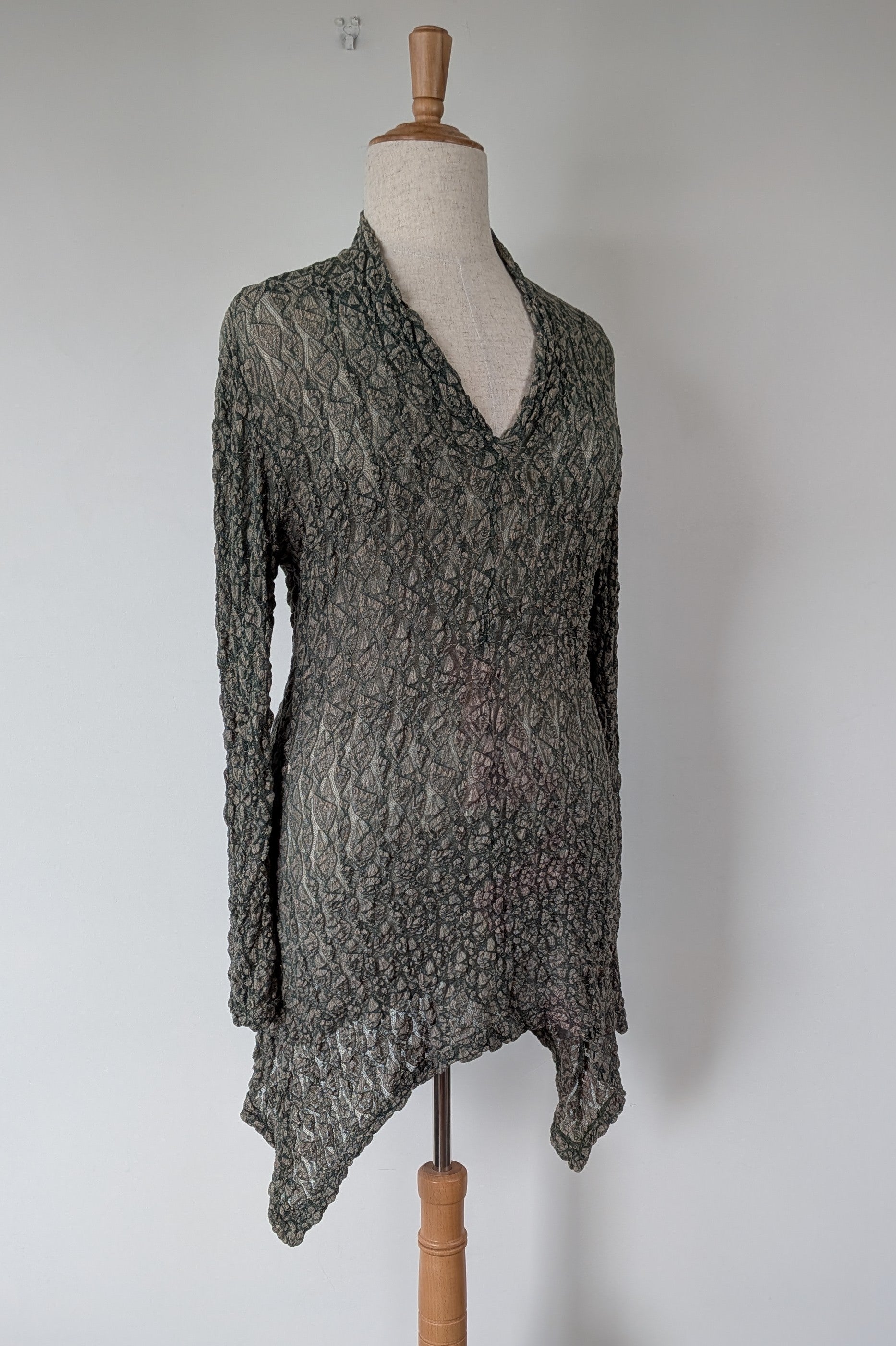 Vintage Y2K Envy Me Green Bouclé Weave Tunic One Size