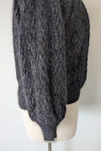 Vintage 80s Bettina Knits Black Wool Blend Bomber Cardigan Size S