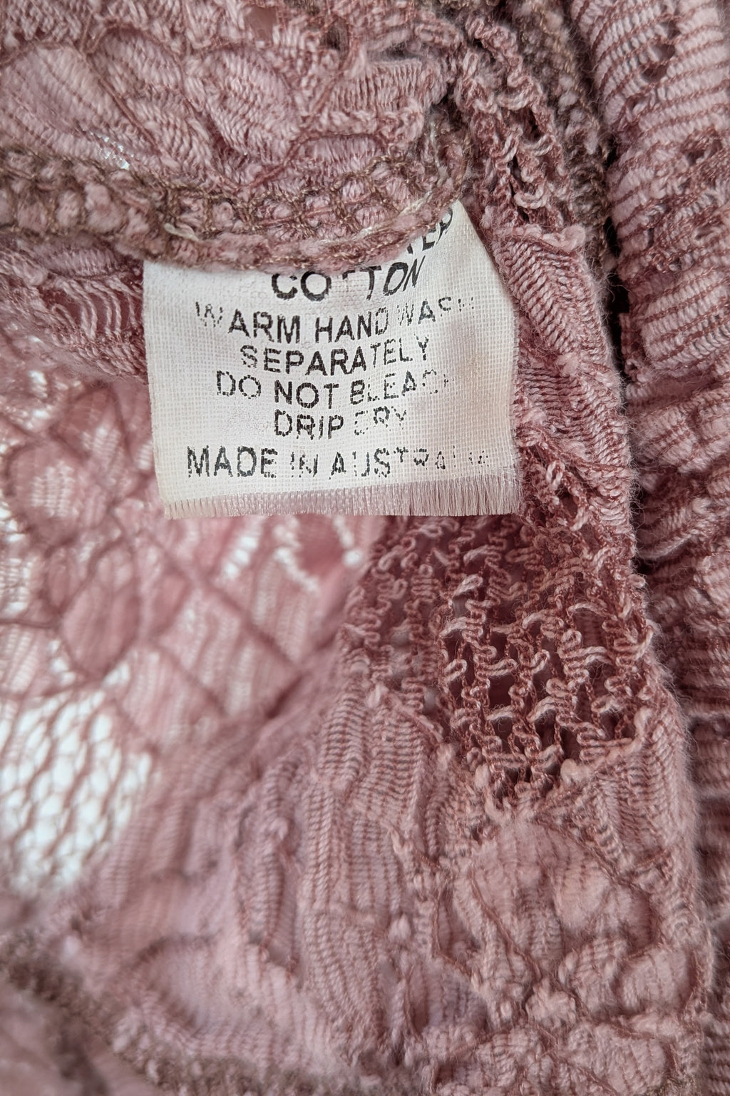Lace Palace Antique Lace Crochet Pink Fairycore Tunic Top Size S/M