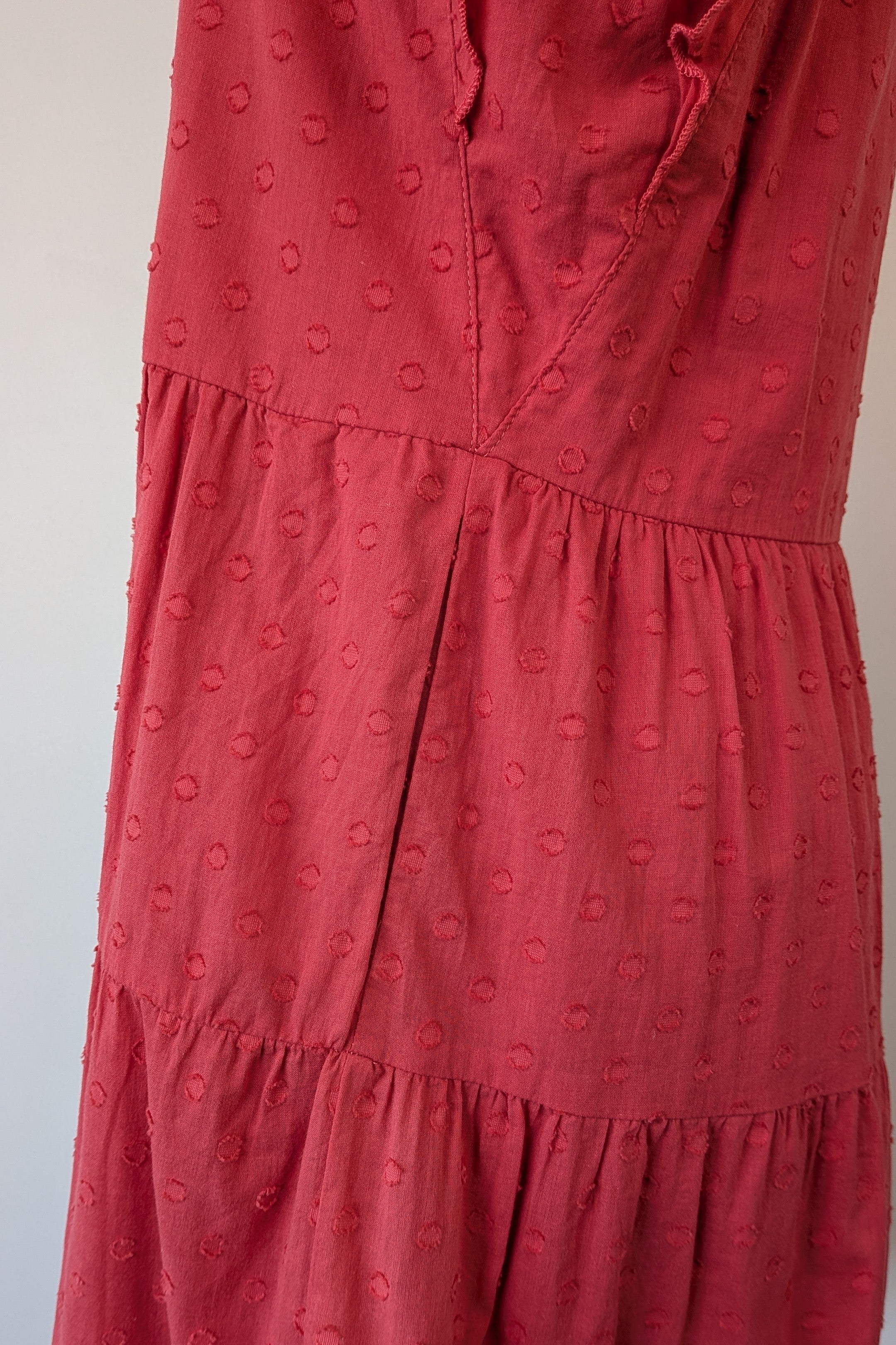 French Connection Geranium Polka Dot 100% Cotton Flutter Sleeve Dress Size 8
