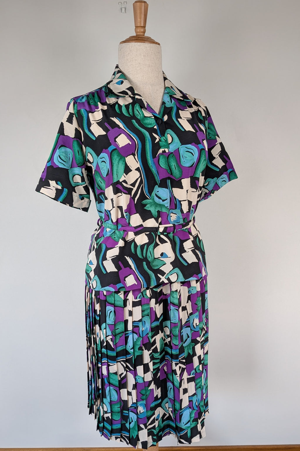 Vintage 80s Styled By Antonia Abstract Pattern Dress Size 16
