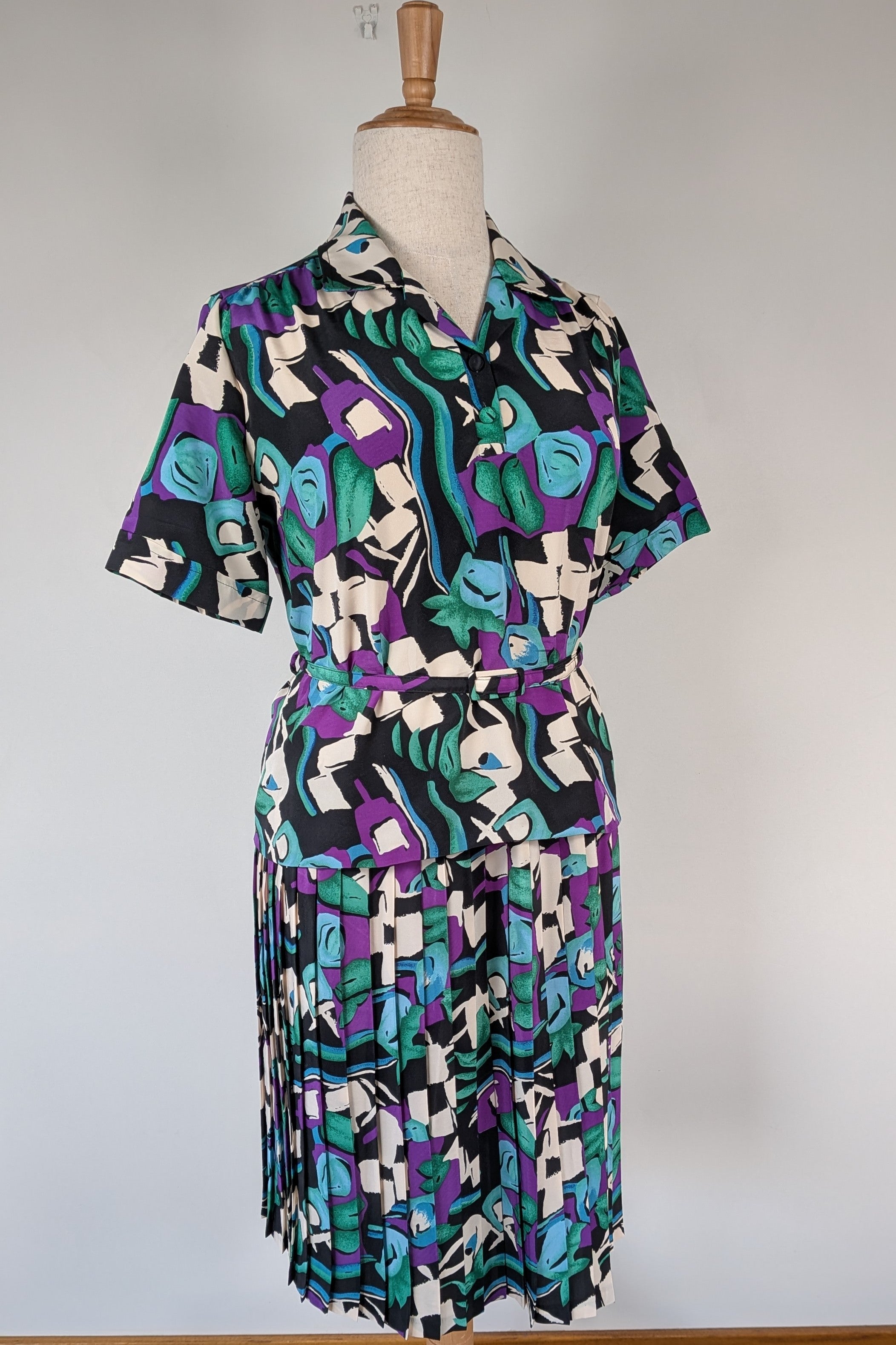 Vintage 80s Styled By Antonia Abstract Pattern Dress Size 16