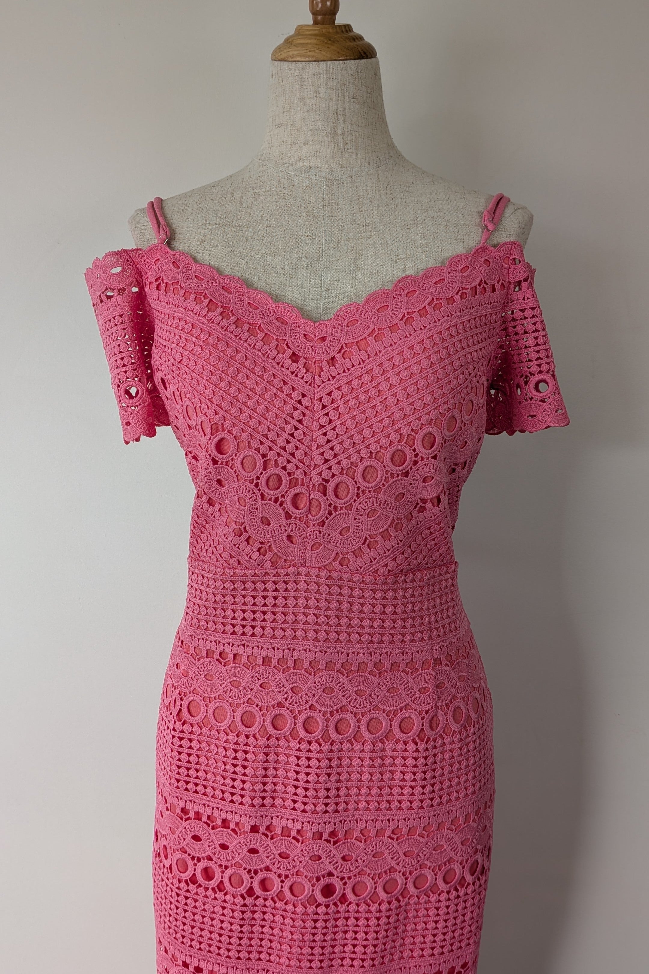 Mei Mei Pink Lace Midi Dress Size 14 Brand New With Tags