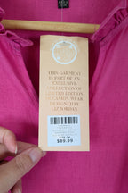 Liz Jordan Ruffle Sleeve Linen Top in Raspberry Rose Size 8 BNWT RRP $89.99