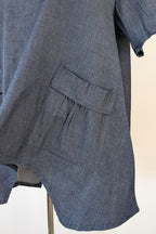 158C Blue Denim Cotton Blend Top in One Size
