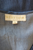 Ruby Yaya Denim Blue Embroidered Kaftan Dress Size M