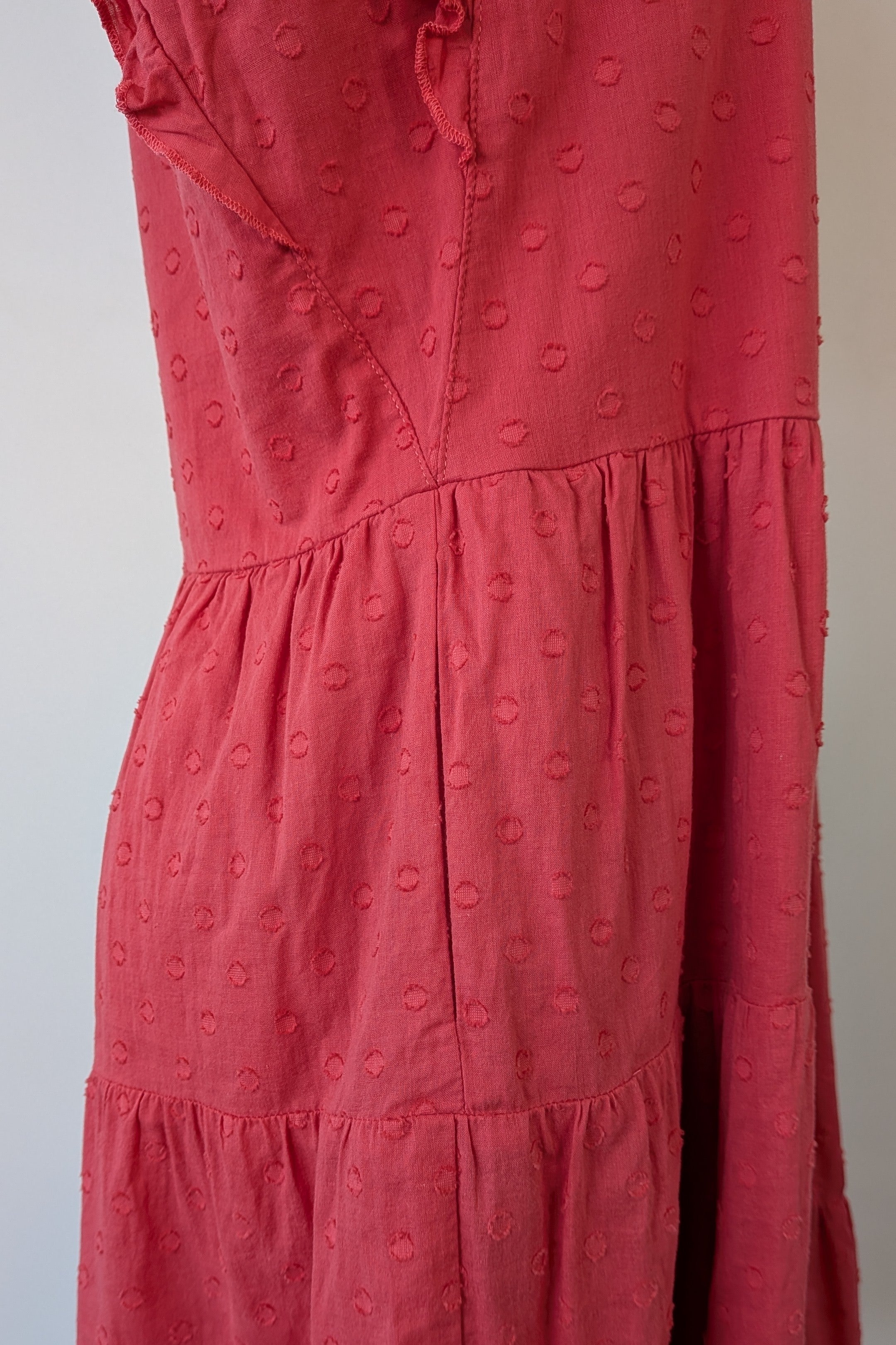 French Connection Geranium Polka Dot 100% Cotton Flutter Sleeve Dress Size 8