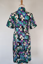 Vintage 80s Styled By Antonia Abstract Pattern Dress Size 16