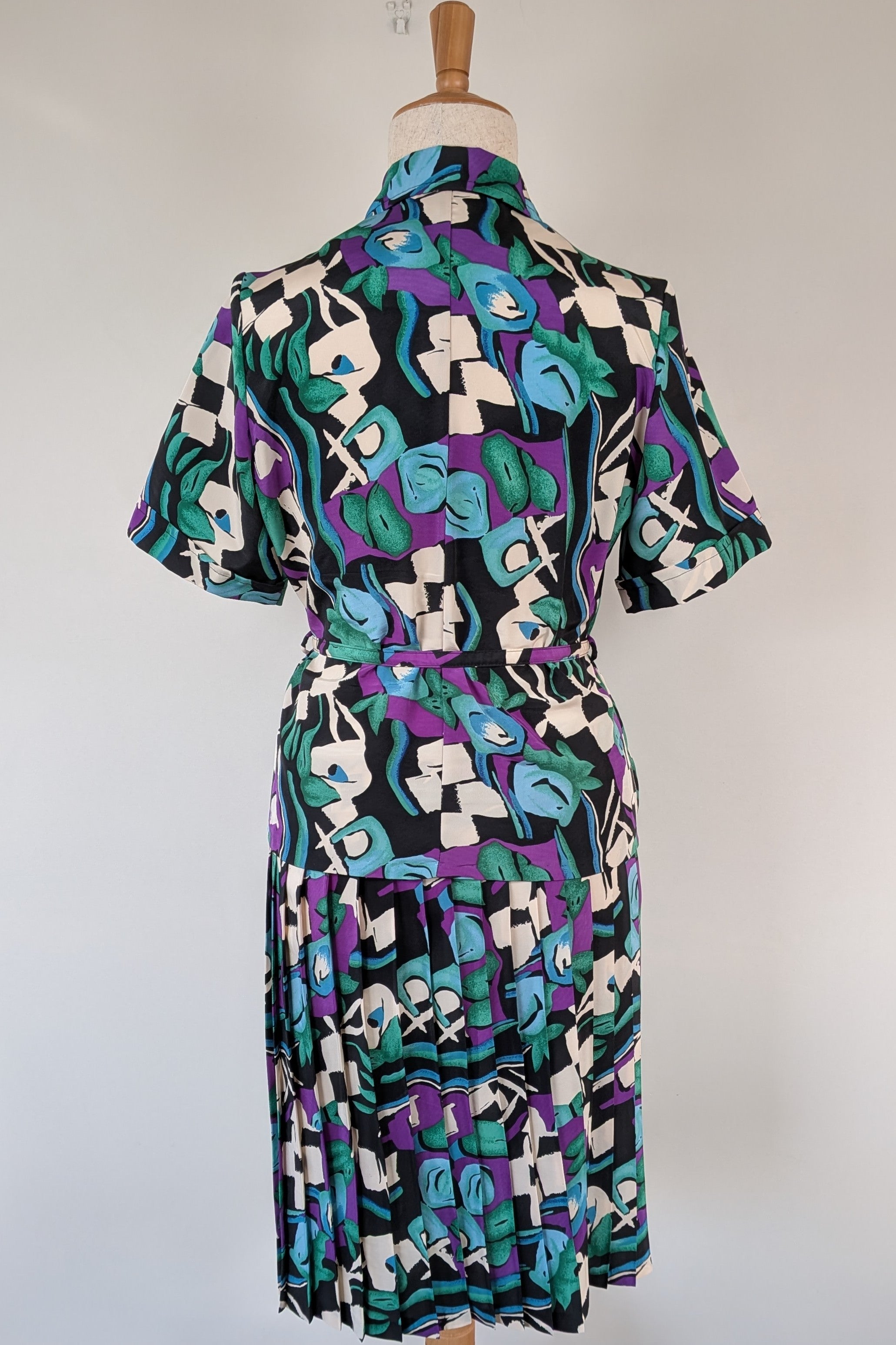 Vintage 80s Styled By Antonia Abstract Pattern Dress Size 16