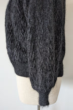 Vintage 80s Bettina Knits Black Wool Blend Bomber Cardigan Size S