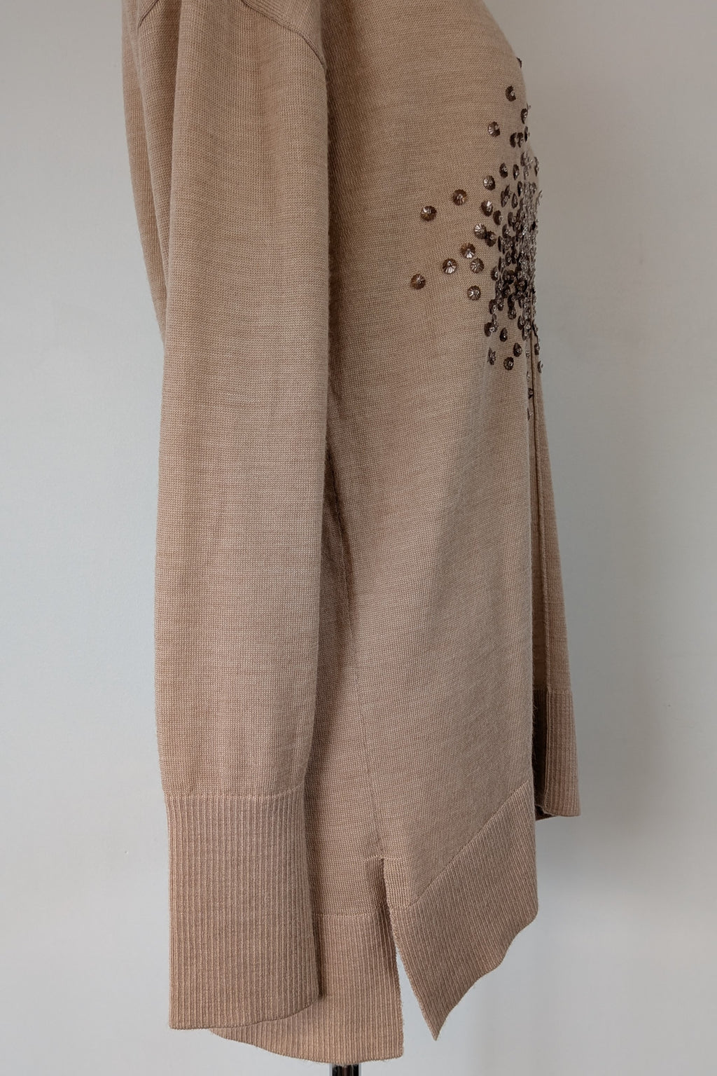 Witchery 100% Merino Wool Champagne Sequin Bead Detail Jumper Size XS