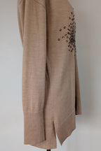 Witchery 100% Merino Wool Champagne Sequin Bead Detail Jumper Size XS