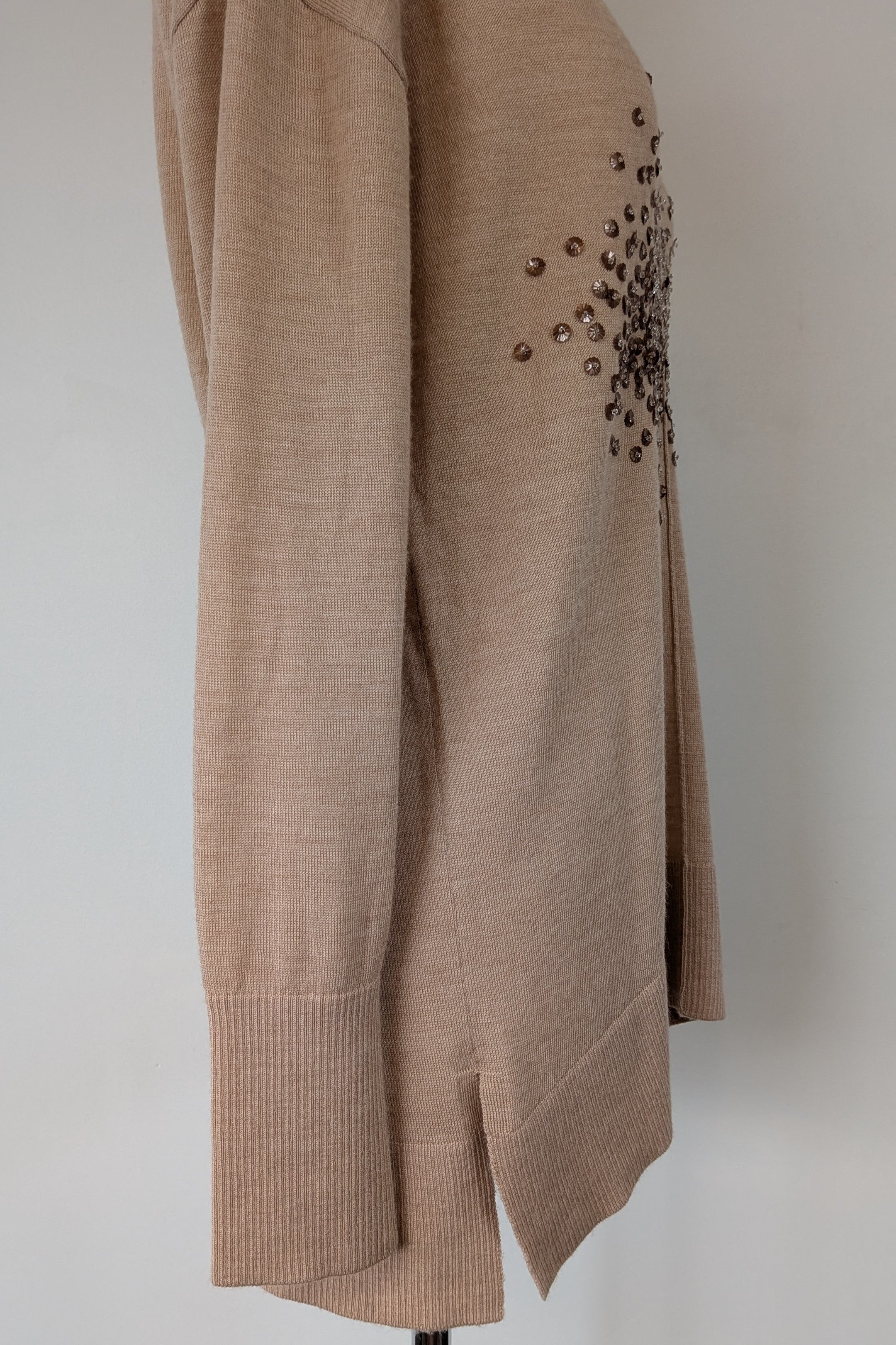 Witchery 100% Merino Wool Champagne Sequin Bead Detail Jumper Size XS