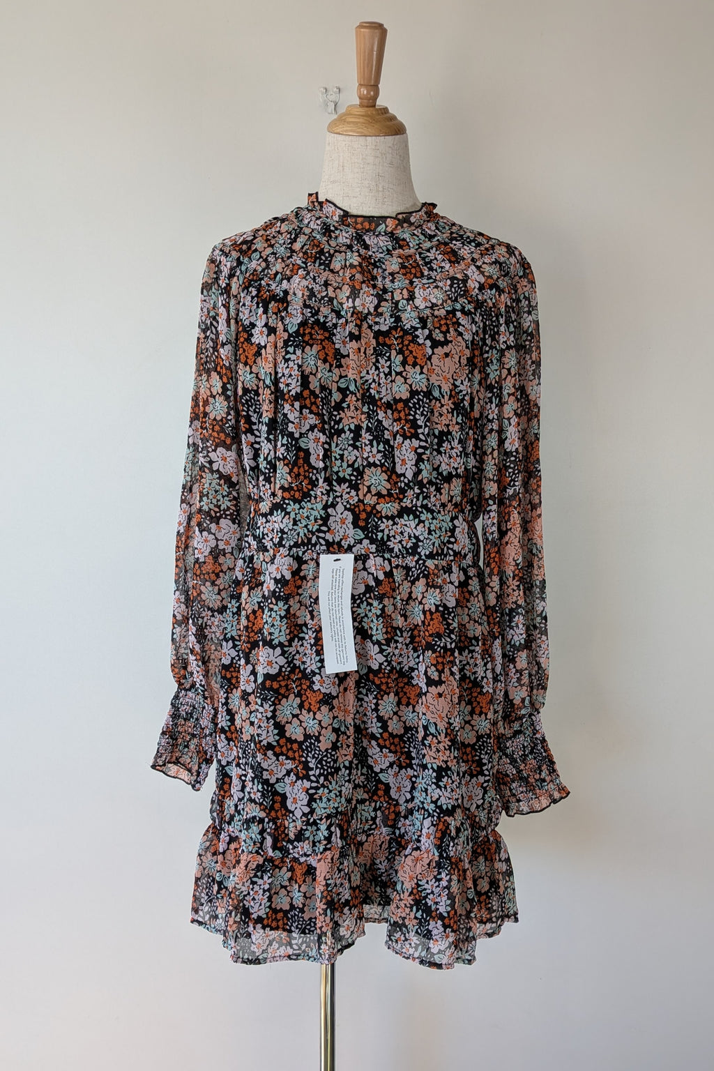 Topshop Floral Print Ruched Mini Dress Sz 14 RRP $80