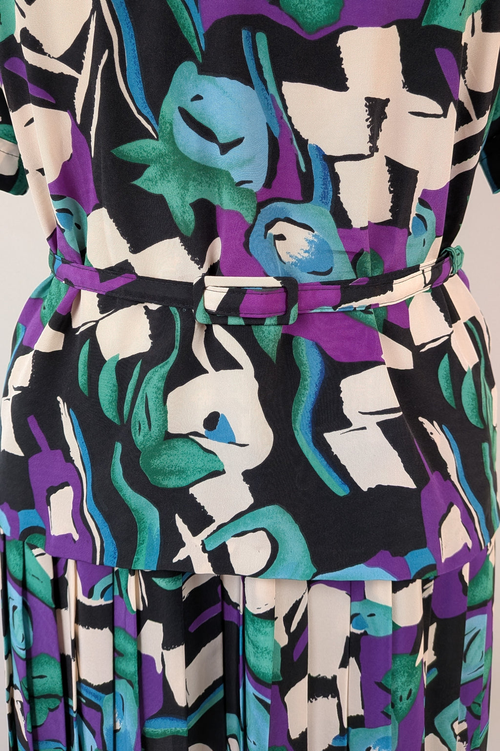 Vintage 80s Styled By Antonia Abstract Pattern Dress Size 16