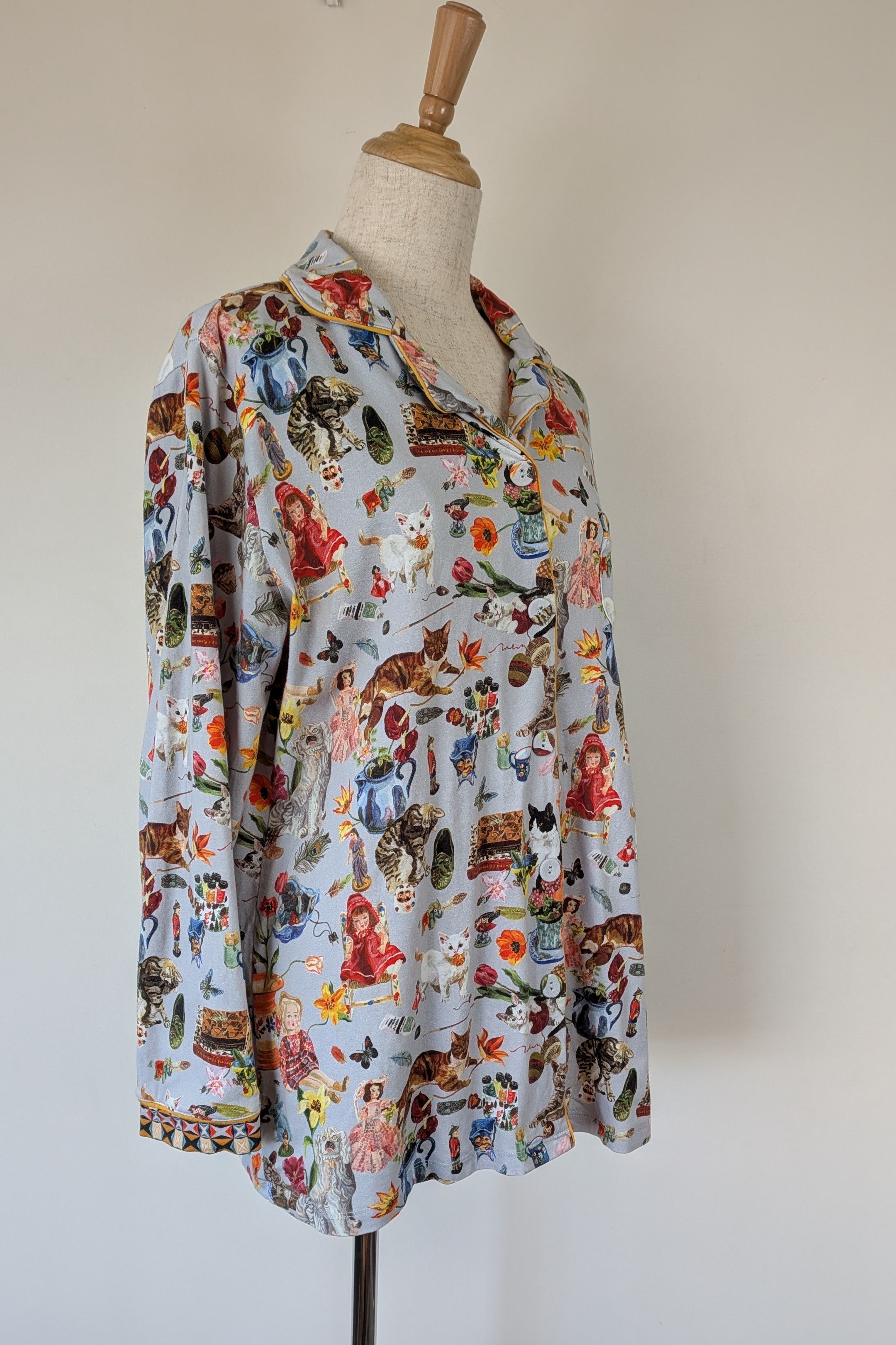 Blue Illusion x Nathalie Lété House of Cats PJ Top Size S