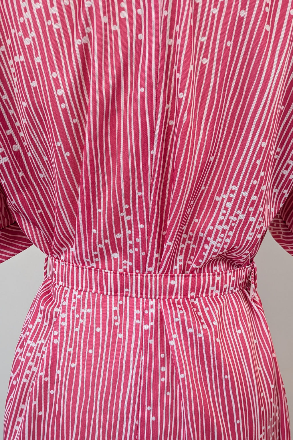 Vintage 80s Debra Fashions Melbourne Pink & White Abstract Pattern Shirtwaister Dress Size 10/12
