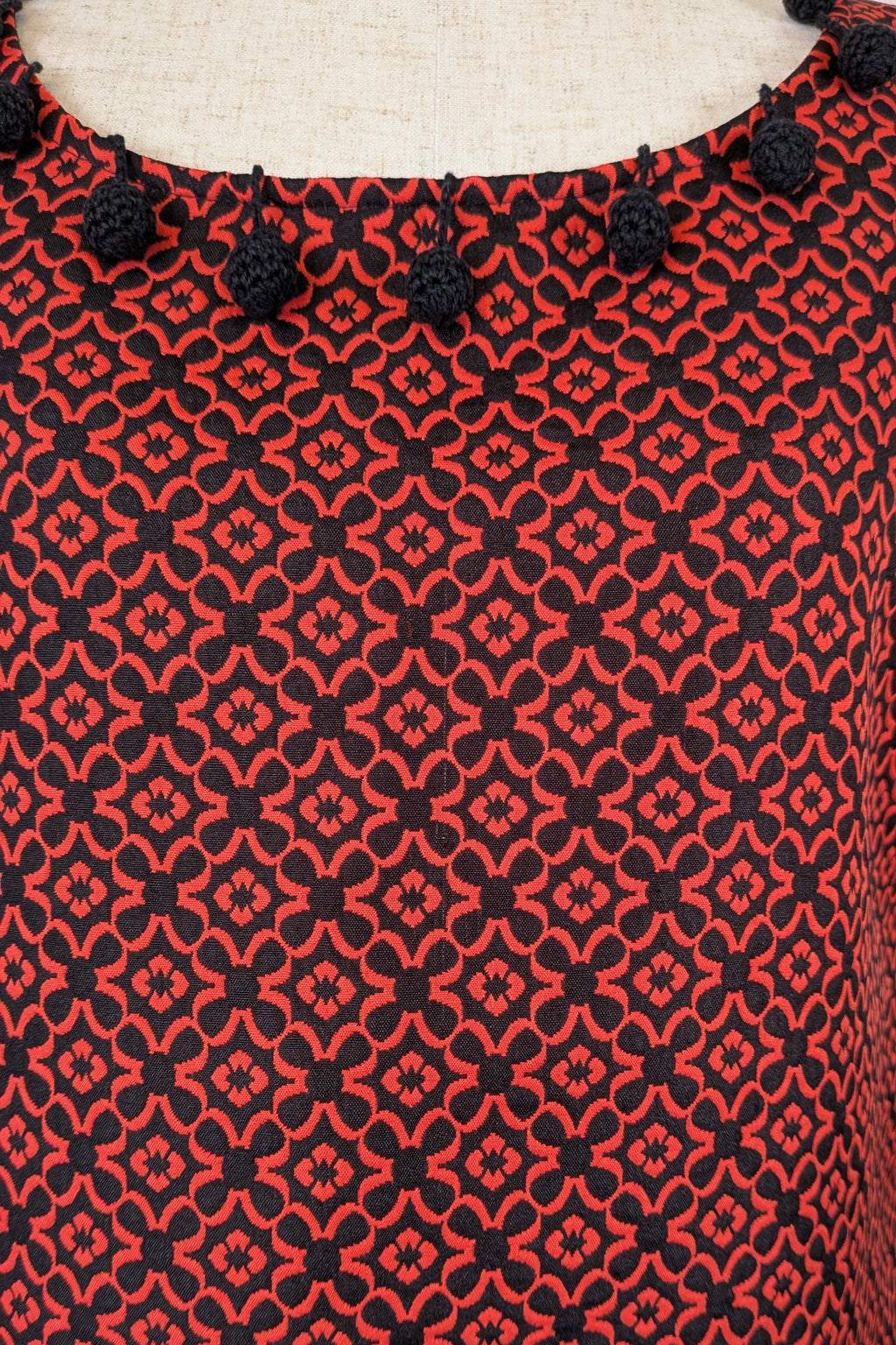 Revival Retro Red & Black Pom Pom Top Size 14