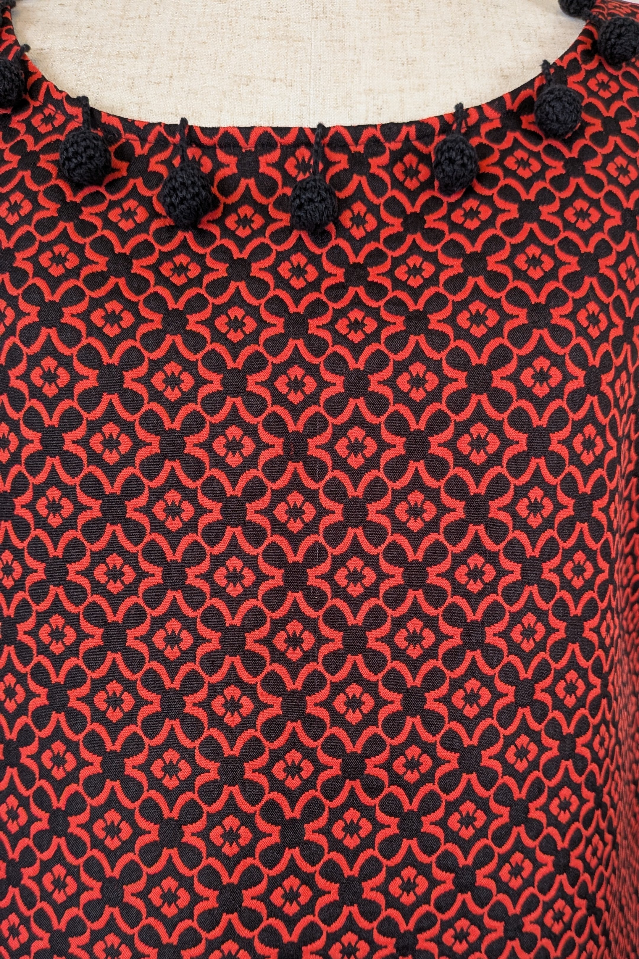 Revival Retro Red & Black Pom Pom Top Size 14
