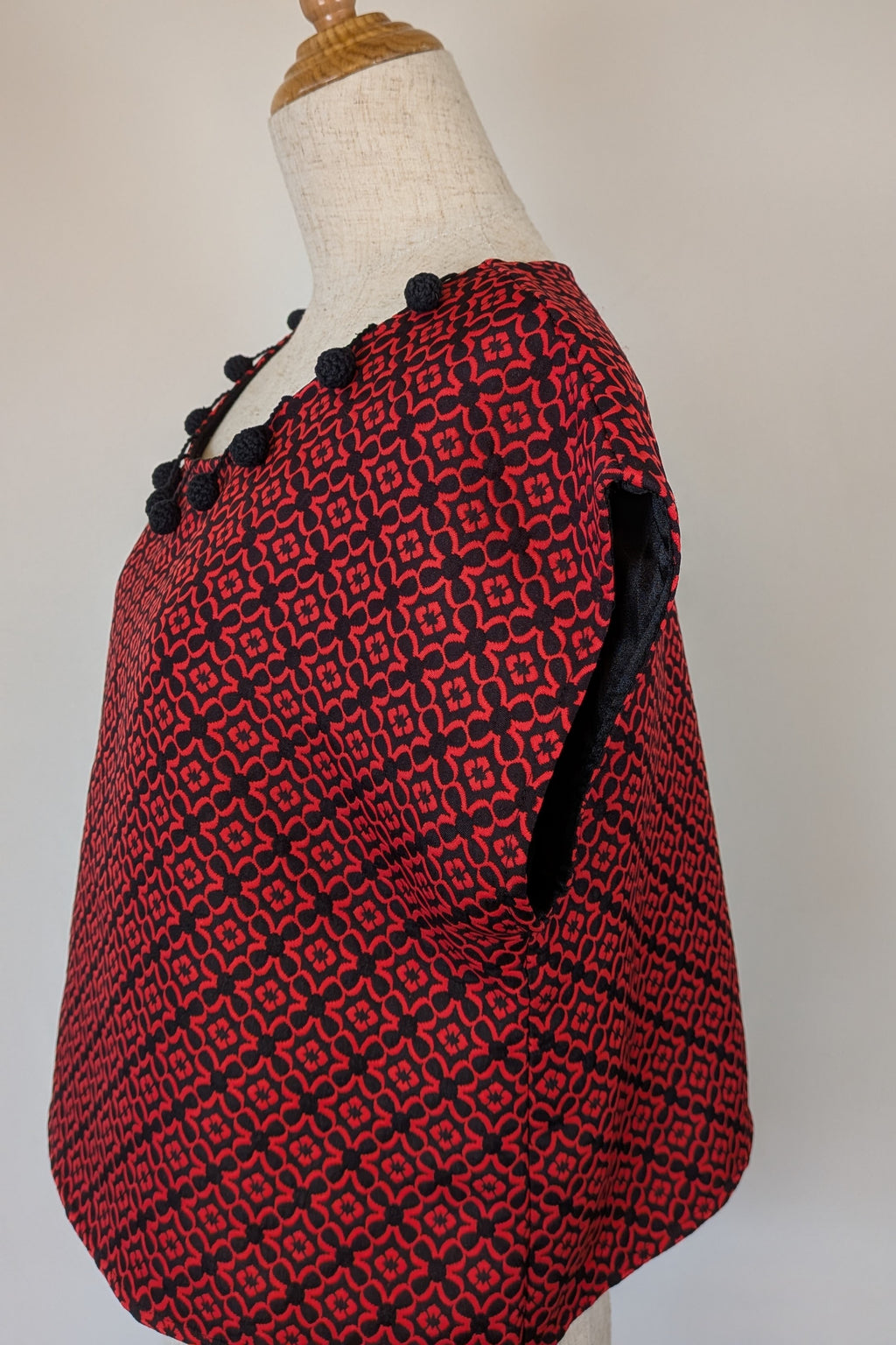 Revival Retro Red & Black Pom Pom Top Size 14
