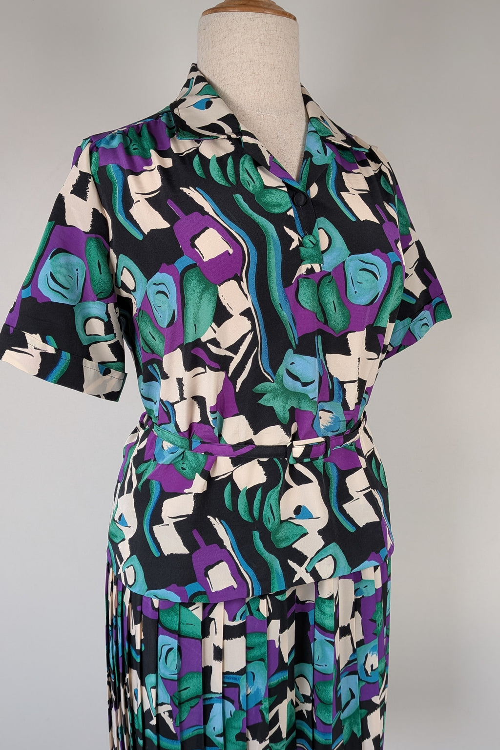 Vintage 80s Styled By Antonia Abstract Pattern Dress Size 16