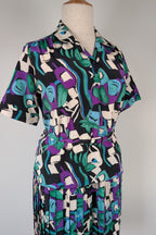 Vintage 80s Styled By Antonia Abstract Pattern Dress Size 16