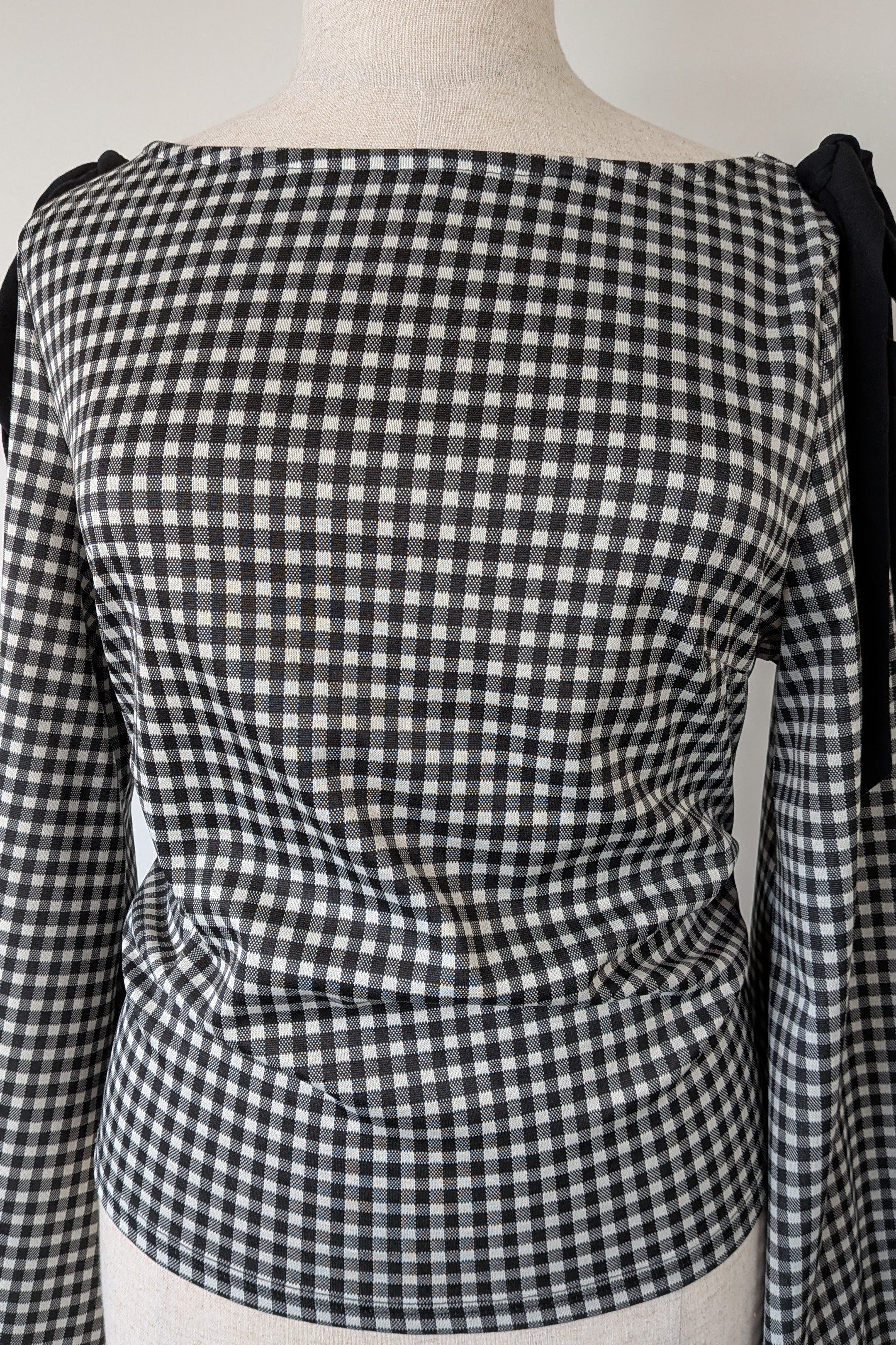 Cider Boat Neck Gingham Bowknot Ruched Long Sleeve Top Size 2XL Brand New With Tags RRP $60