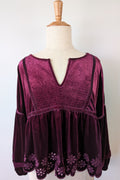 The Poetic Gypsy Burgundy Velvet Top Size 18/20