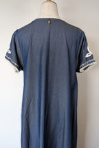 Ruby Yaya Denim Blue Embroidered Kaftan Dress Size M