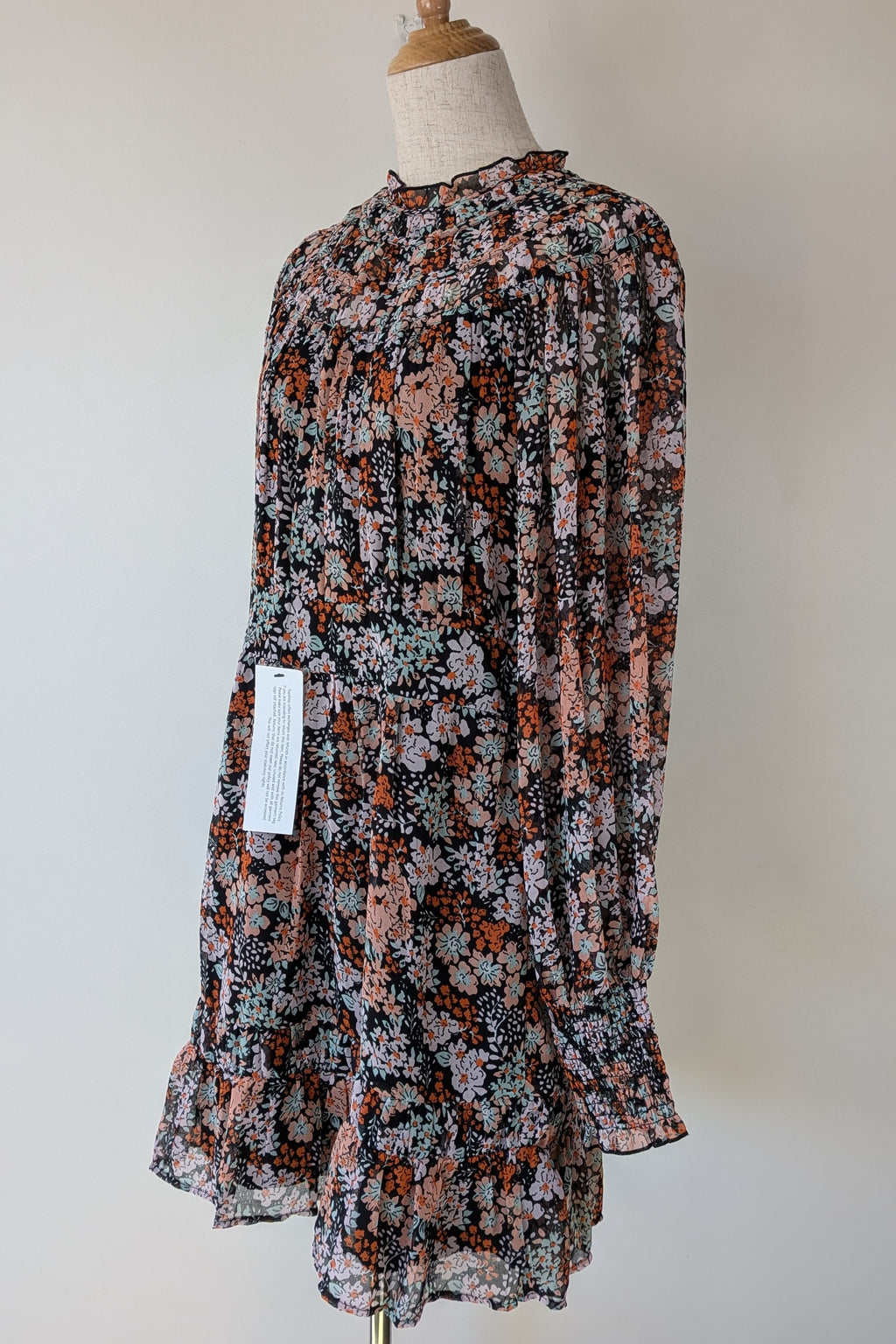 Topshop Floral Print Ruched Mini Dress Sz 14 RRP $80