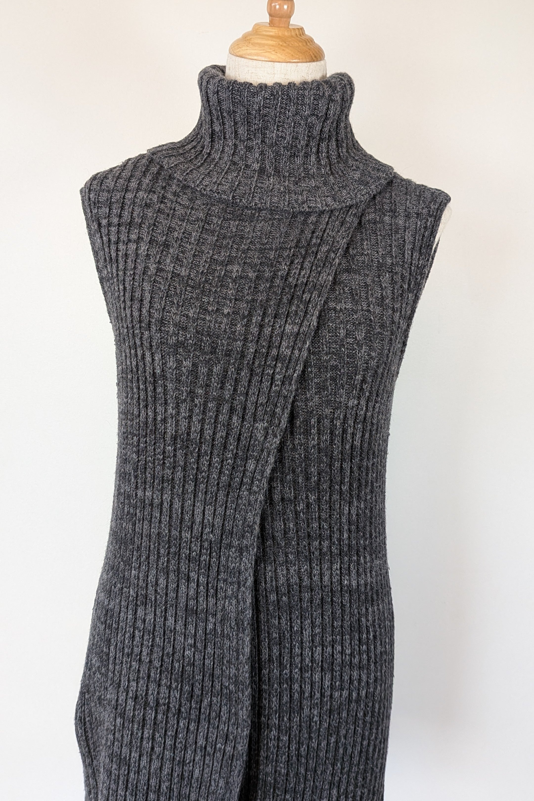 Country Road Grey Wool Cashmere Blend Rib Knit Sleeveless Turtleneck Jumper Size XS