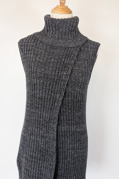 Country Road Grey Wool Cashmere Blend Rib Knit Sleeveless Turtleneck Jumper Size XS