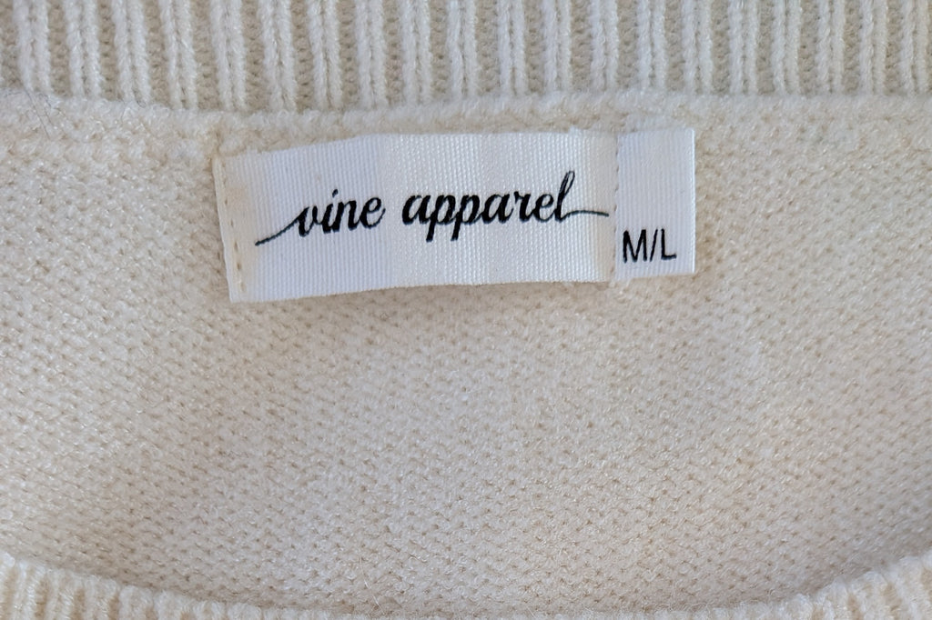 Vine Apparel White Wool Blend Iridescent Sequin Jumper Size M/L