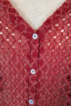 Ellis & Dewey White Label Red Wool Blend Panel Cardigan Size S