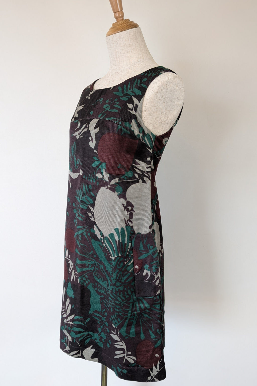 Vintage Cue Botanical Print Shift Dress Size 6