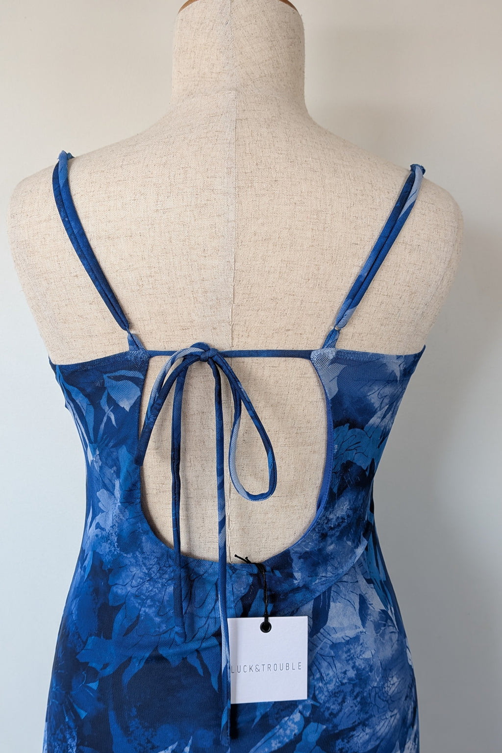 Luck & Trouble Lovesick Recycled Mesh Dress in Blue Size 16 BNWT RRP $70