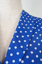 Vintage 80s Today's Classics Blue & White Polka Dot Pleated Tea Dress Size 12