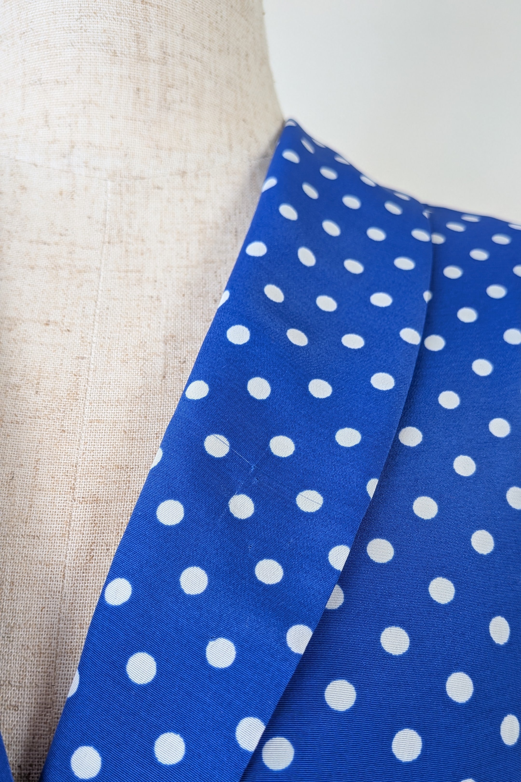 Vintage 80s Today's Classics Blue & White Polka Dot Pleated Tea Dress Size 12