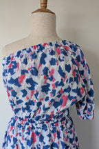 Witchery Linen One Shoulder Watercolour Print Midi Dress with Cut Out Size 16