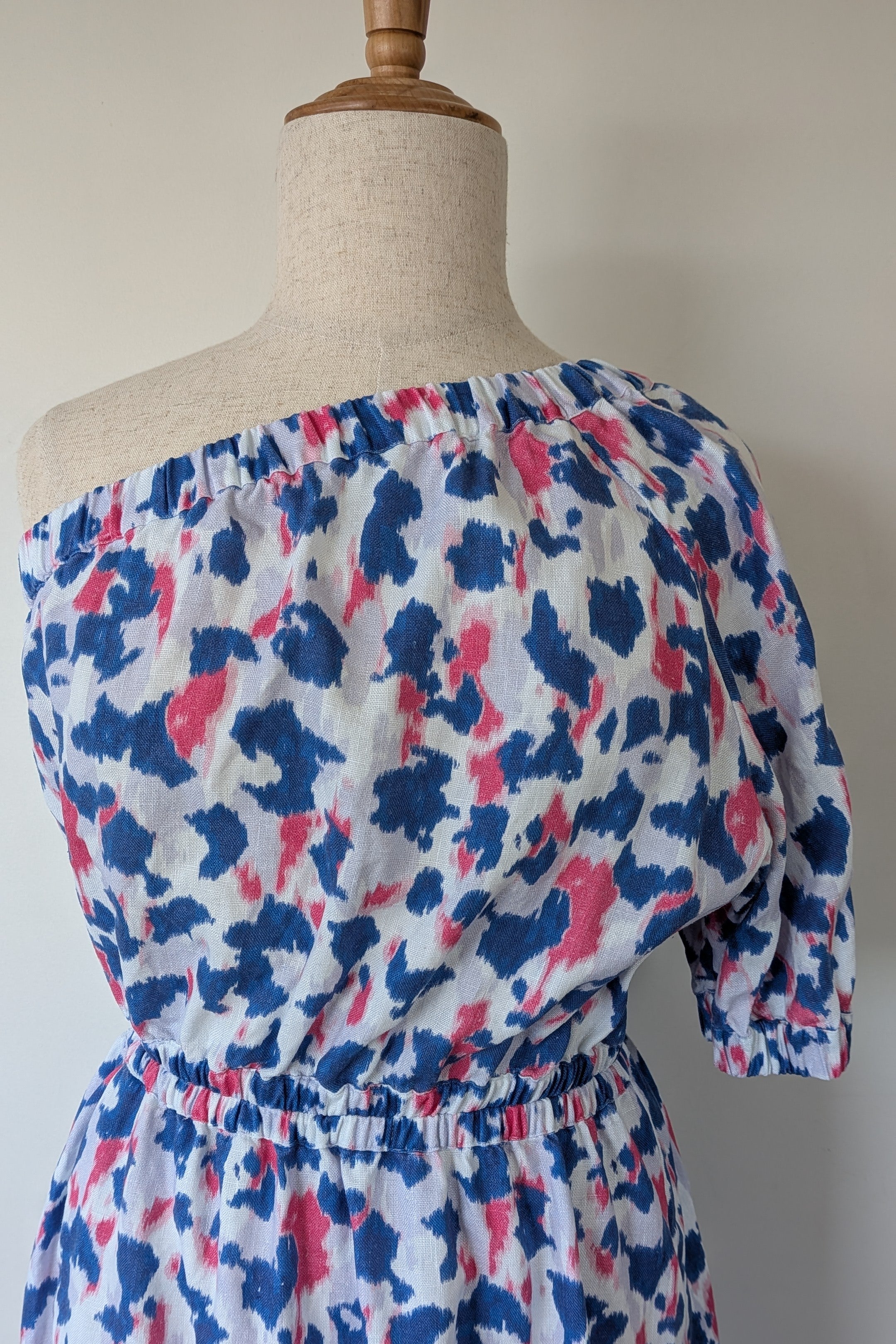 Witchery Linen One Shoulder Watercolour Print Midi Dress with Cut Out Size 16