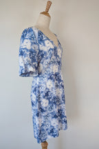 Tokito Blue & White Floral Puff Sleeve Dress Size 10
