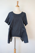 158C Blue Denim Cotton Blend Top in One Size