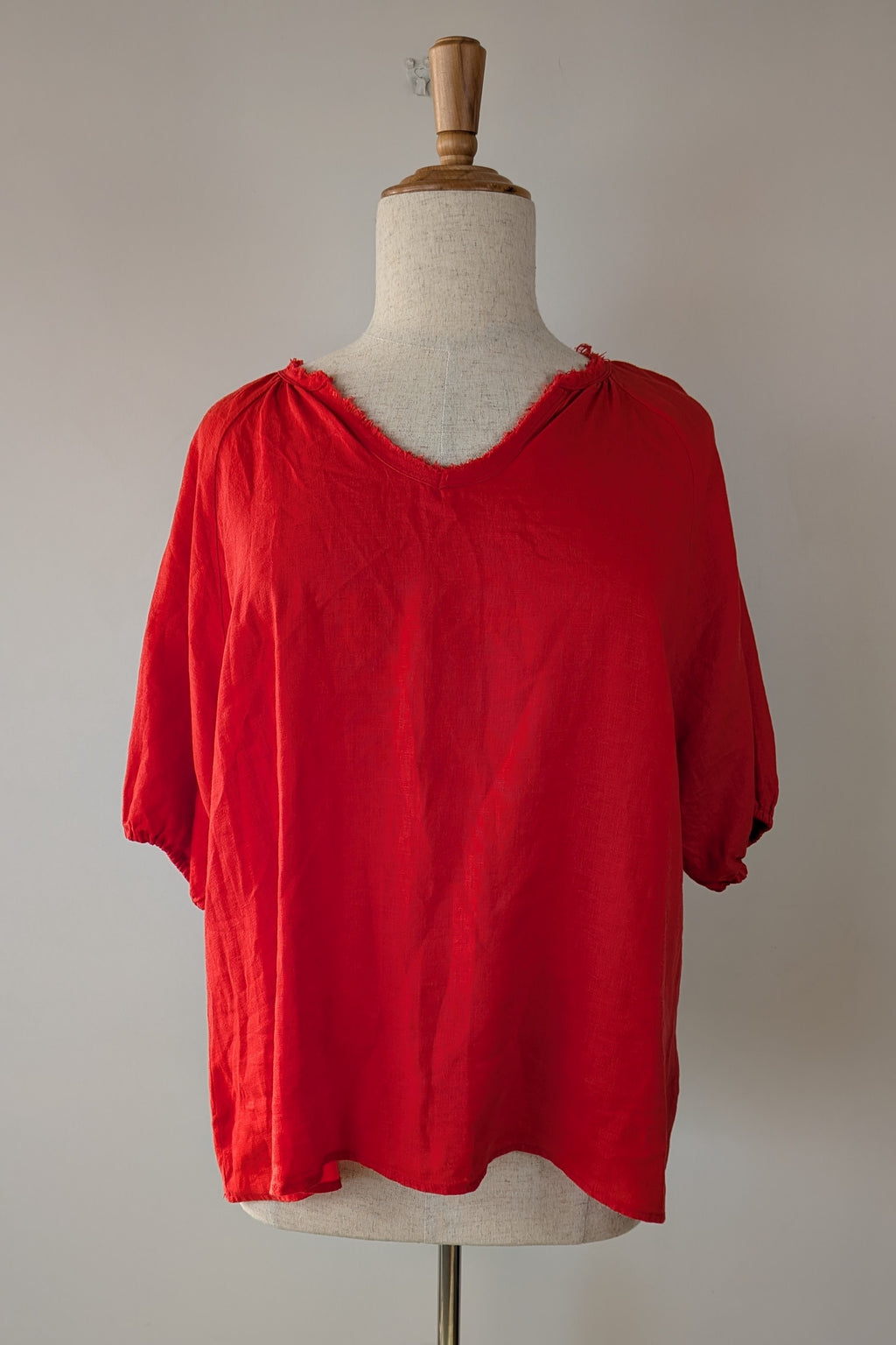 Soul Sparrow Red 100% Linen Top Size XL