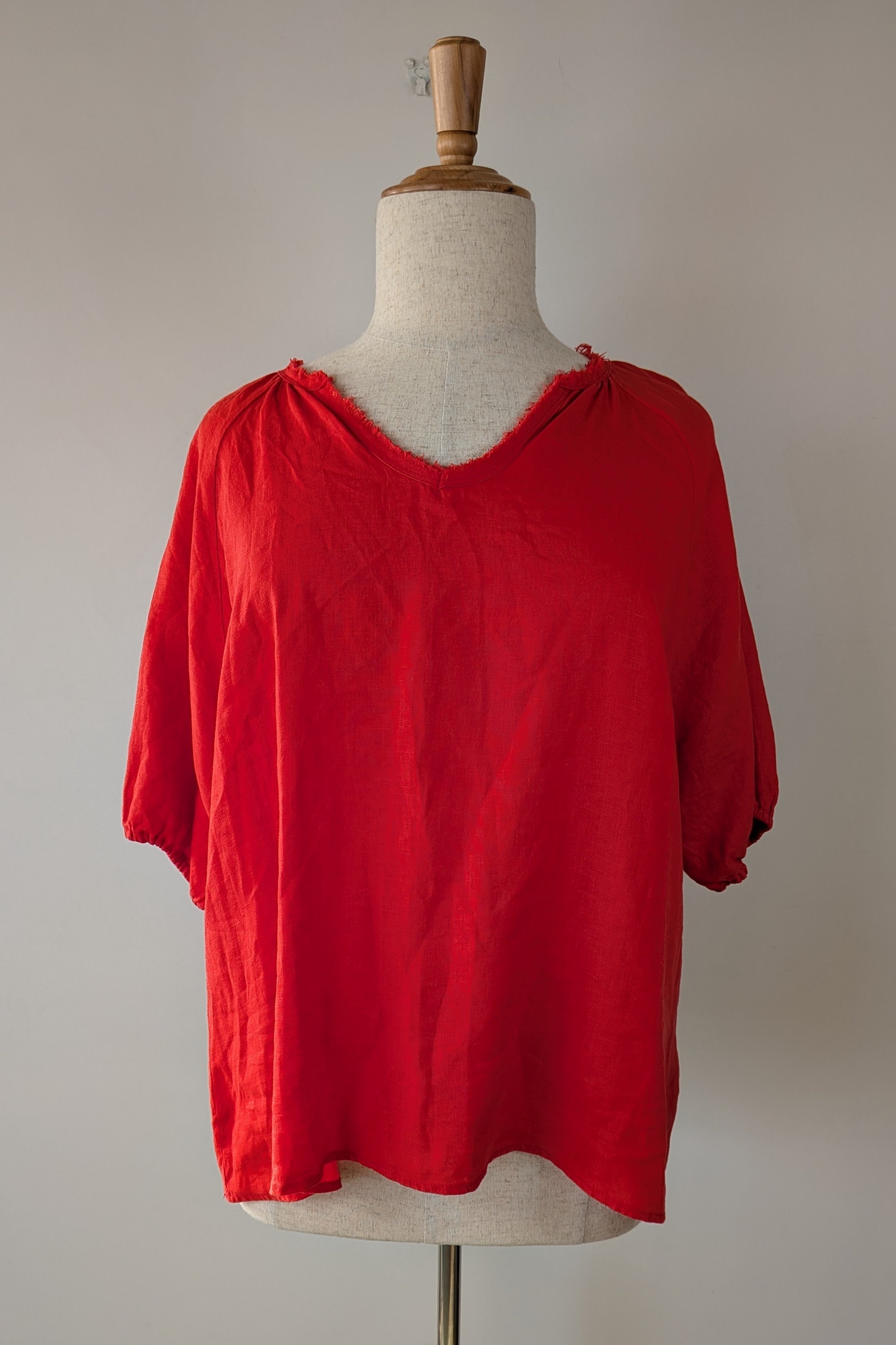 Soul Sparrow Red 100% Linen Top Size XL