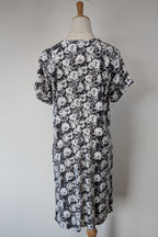 Veducci Linen Blend Floral Monochrome Dress Size 10