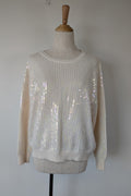 Vine Apparel White Wool Blend Iridescent Sequin Jumper Size M/L