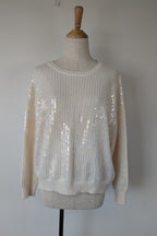 Vine Apparel White Wool Blend Iridescent Sequin Jumper Size M/L
