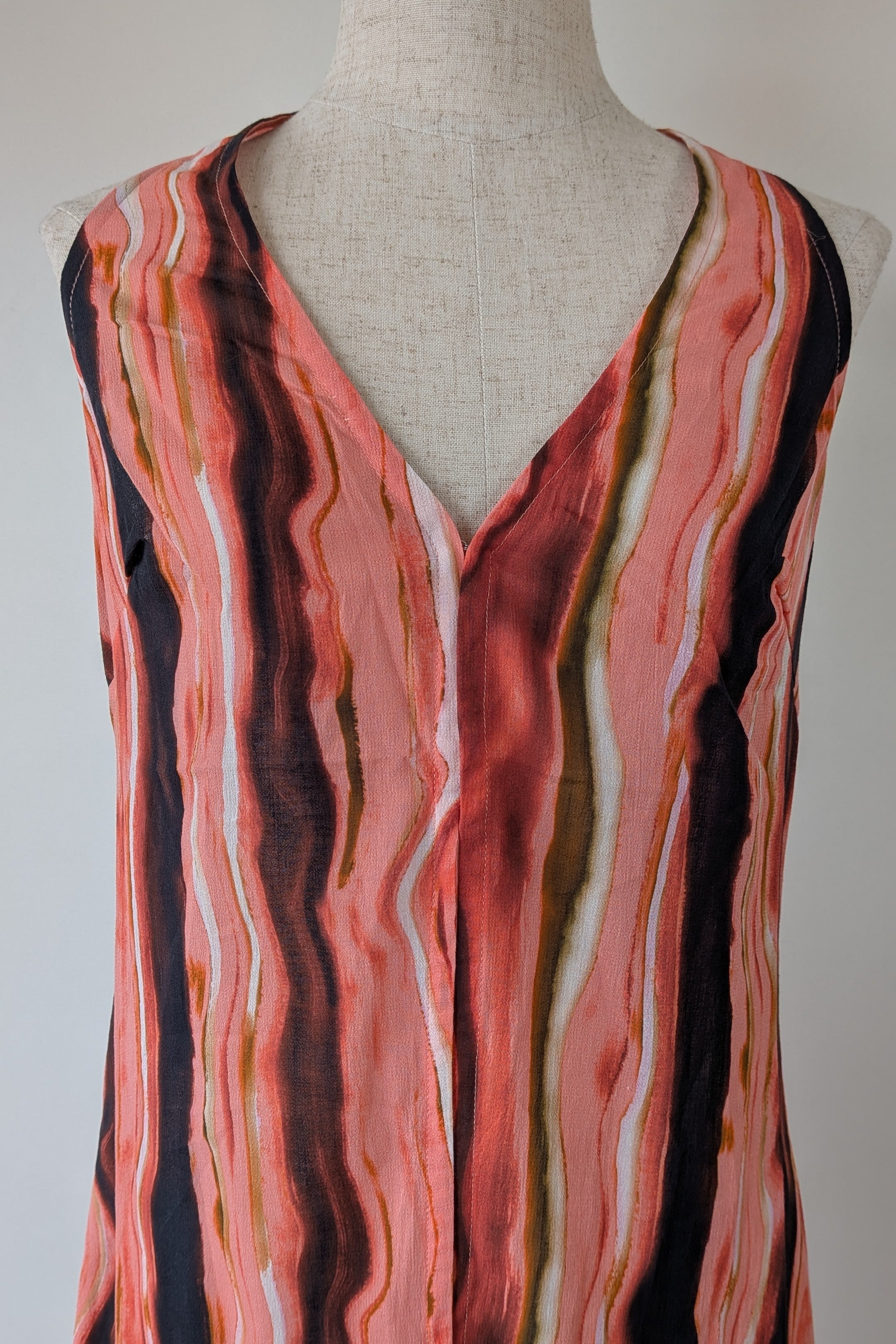 Venroy Crinkle Cotton Halter Vest in Pink Wavy Stripe Size S Brand New With Tags RRP $180